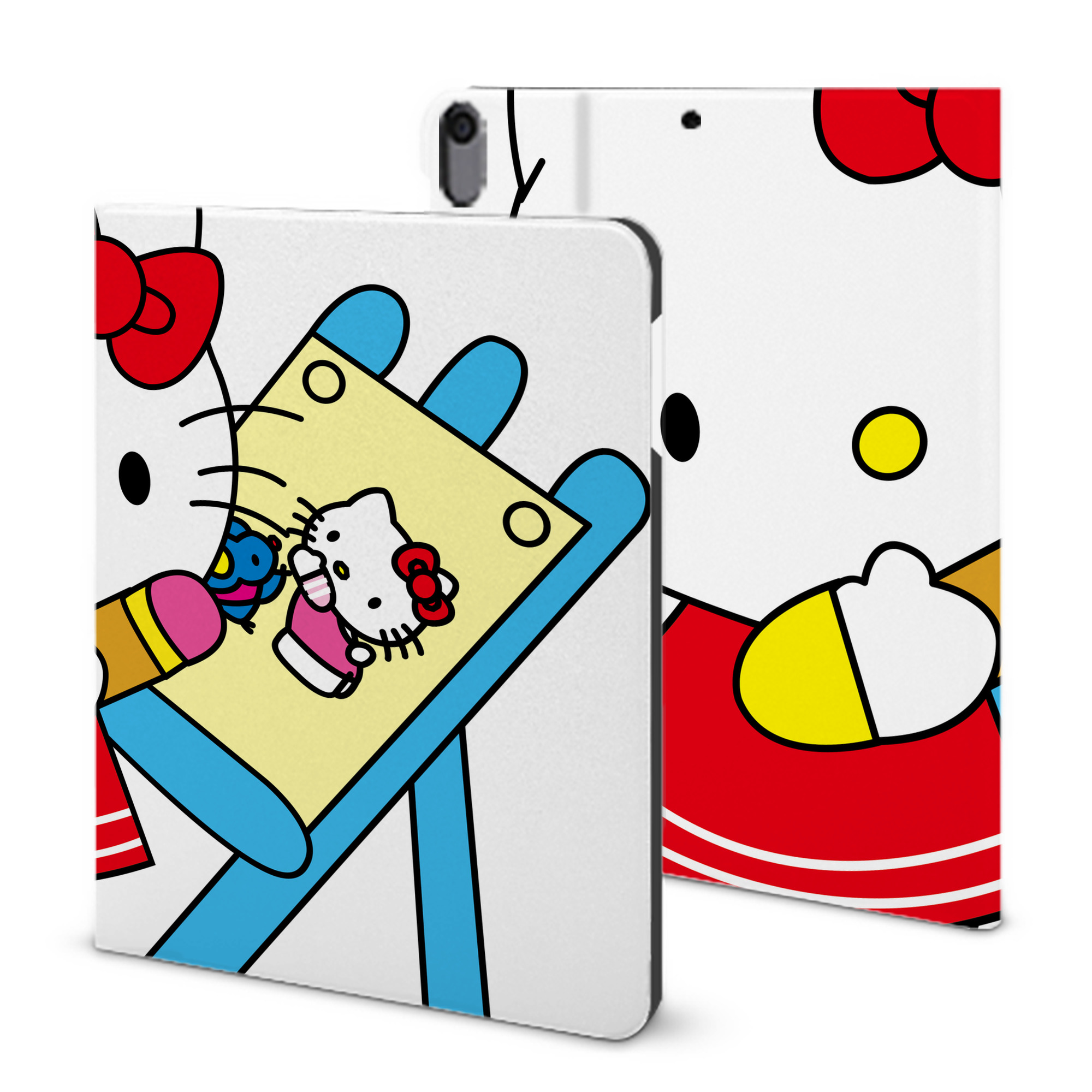 （画像用） Hello Kitty ハローキティ IPad ケース ブック型 PUレザー TPU 耐衝撃 軽量 薄型 ペン収納なし 全面保護 IPad 各モデル対応